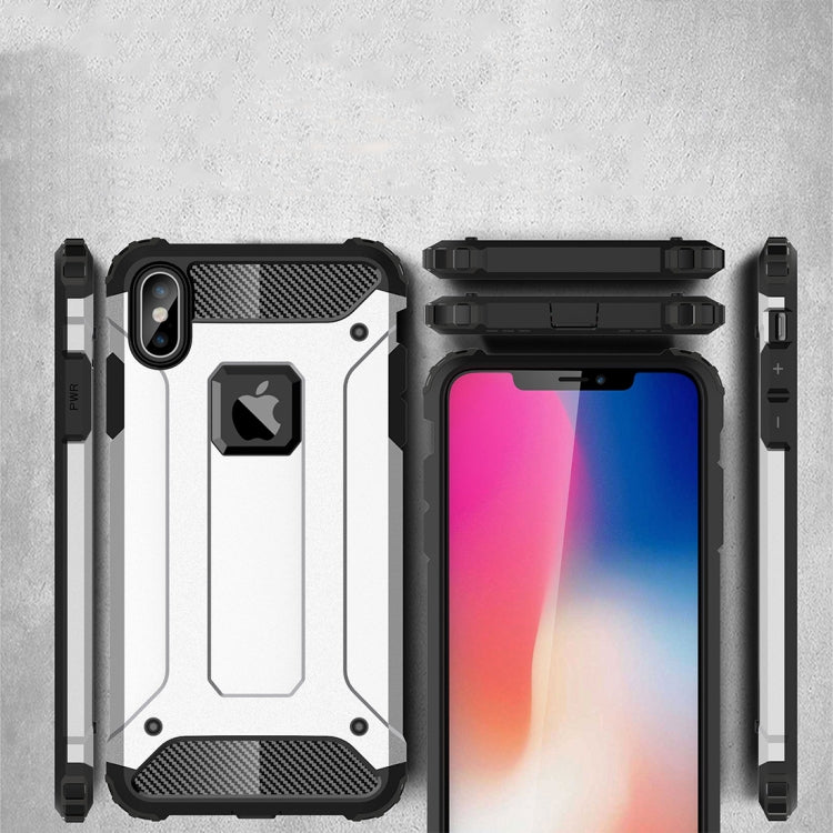 For iPhone XS Max TPU + PC Armor Combination Back Cover Case(Silver) by buy2fix