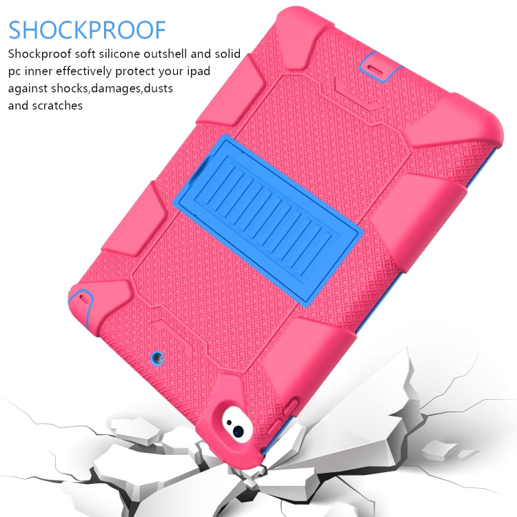 Shockproof Two-color Silicone Protection Shell for iPad Mini 2019 & 4, with Holder (Rose Red+Blue) - iPad mini (2019) / mini 5 Cases by buy2fix | Online Shopping UK | buy2fix