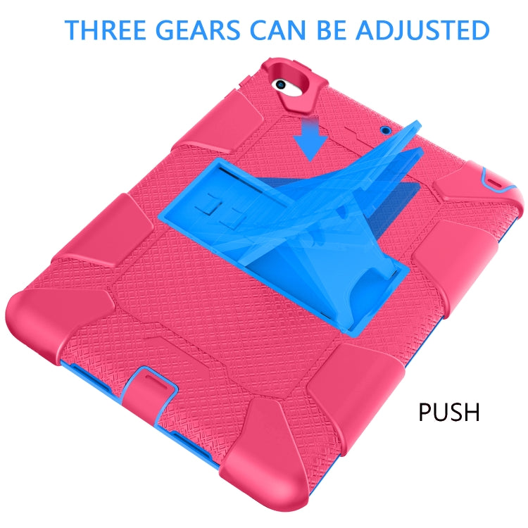 Shockproof Two-color Silicone Protection Shell for iPad Mini 2019 & 4, with Holder (Rose Red+Blue) - iPad mini (2019) / mini 5 Cases by buy2fix | Online Shopping UK | buy2fix