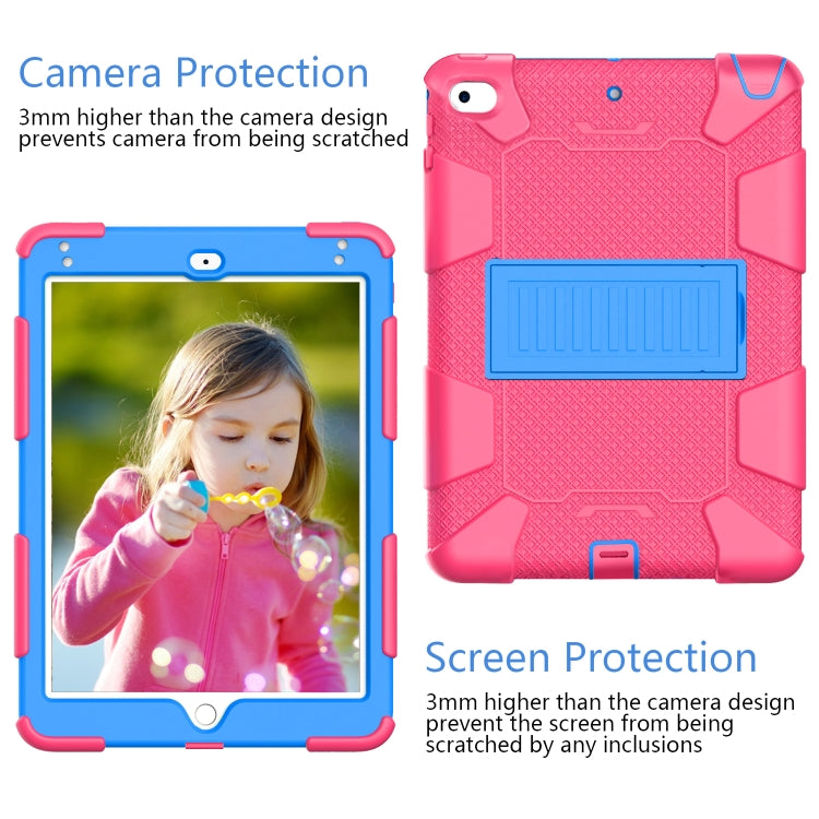 Shockproof Two-color Silicone Protection Shell for iPad Mini 2019 & 4, with Holder (Rose Red+Blue) - iPad mini (2019) / mini 5 Cases by buy2fix | Online Shopping UK | buy2fix