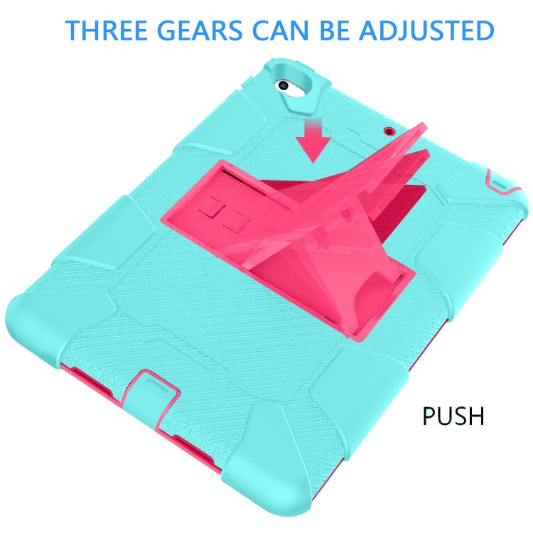 Shockproof Two-color Silicone Protection Shell for iPad Mini 2019 & 4, with Holder (Mint Green+Rose Red) - iPad mini (2019) / mini 5 Cases by buy2fix | Online Shopping UK | buy2fix
