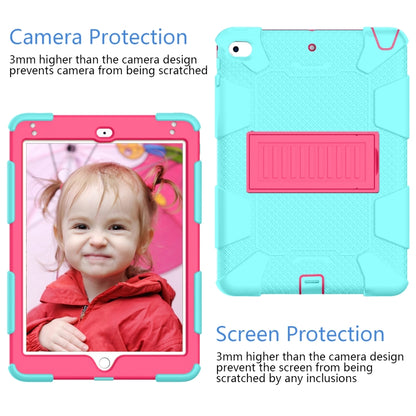 Shockproof Two-color Silicone Protection Shell for iPad Mini 2019 & 4, with Holder (Mint Green+Rose Red) - iPad mini (2019) / mini 5 Cases by buy2fix | Online Shopping UK | buy2fix