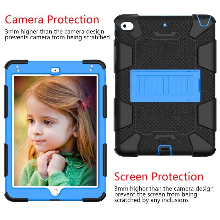 Shockproof Two-color Silicone Protection Shell for iPad Mini 2019 & 4, with Holder (Black+Blue) - iPad mini (2019) / mini 5 Cases by buy2fix | Online Shopping UK | buy2fix