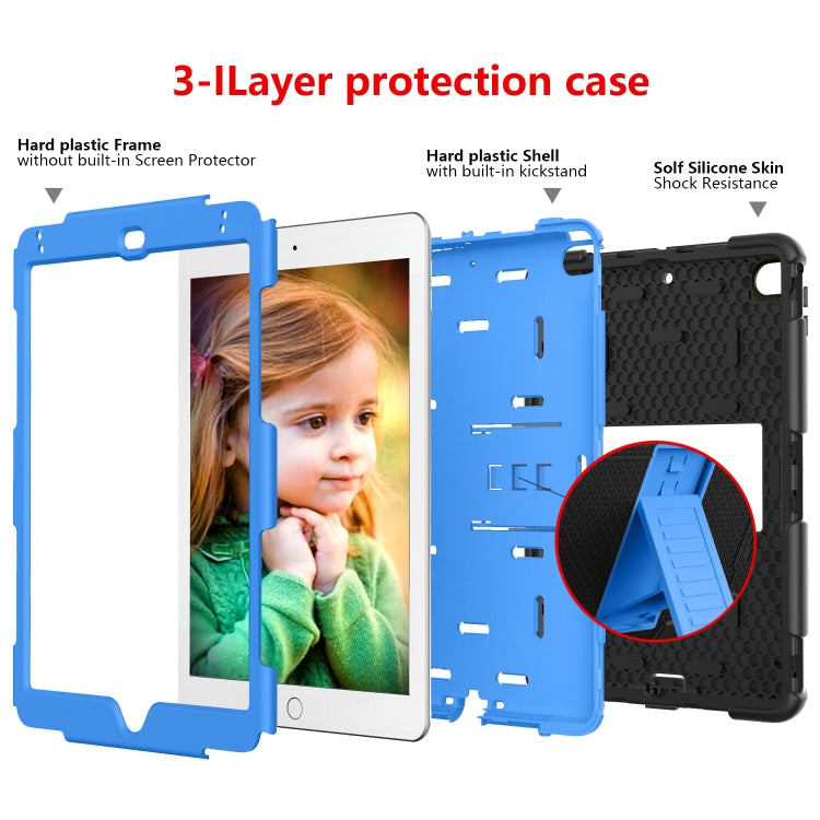 Shockproof Two-color Silicone Protection Shell for iPad Mini 2019 & 4, with Holder (Black+Blue) - iPad mini (2019) / mini 5 Cases by buy2fix | Online Shopping UK | buy2fix