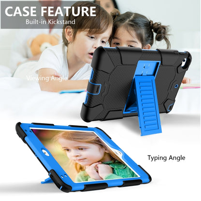 Shockproof Two-color Silicone Protection Shell for iPad Mini 2019 & 4, with Holder (Black+Blue) - iPad mini (2019) / mini 5 Cases by buy2fix | Online Shopping UK | buy2fix