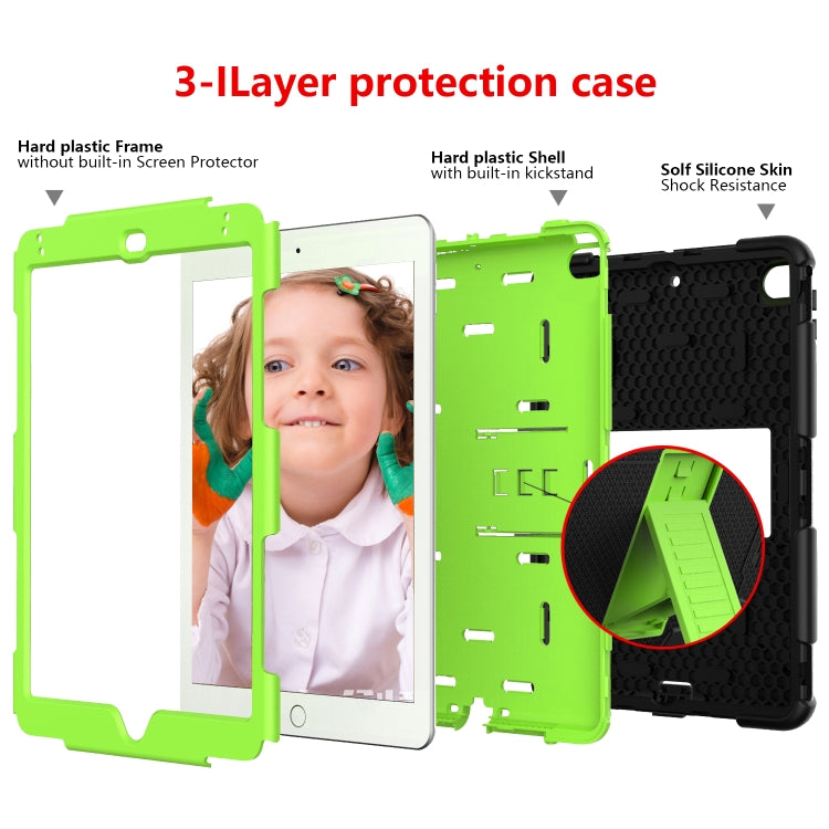 Shockproof Two-color Silicone Protection Shell for iPad Mini 2019 & 4, with Holder (Black+Yellow-green) - iPad mini (2019) / mini 5 Cases by buy2fix | Online Shopping UK | buy2fix