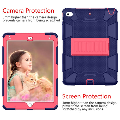 Shockproof Two-color Silicone Protection Shell for iPad Mini 2019 & 4, with Holder (Navy Blue+Rose Red) - iPad mini (2019) / mini 5 Cases by buy2fix | Online Shopping UK | buy2fix
