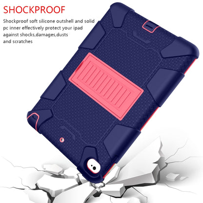 Shockproof Two-color Silicone Protection Shell for iPad Mini 2019 & 4, with Holder (Navy Blue+Rose Red) - iPad mini (2019) / mini 5 Cases by buy2fix | Online Shopping UK | buy2fix