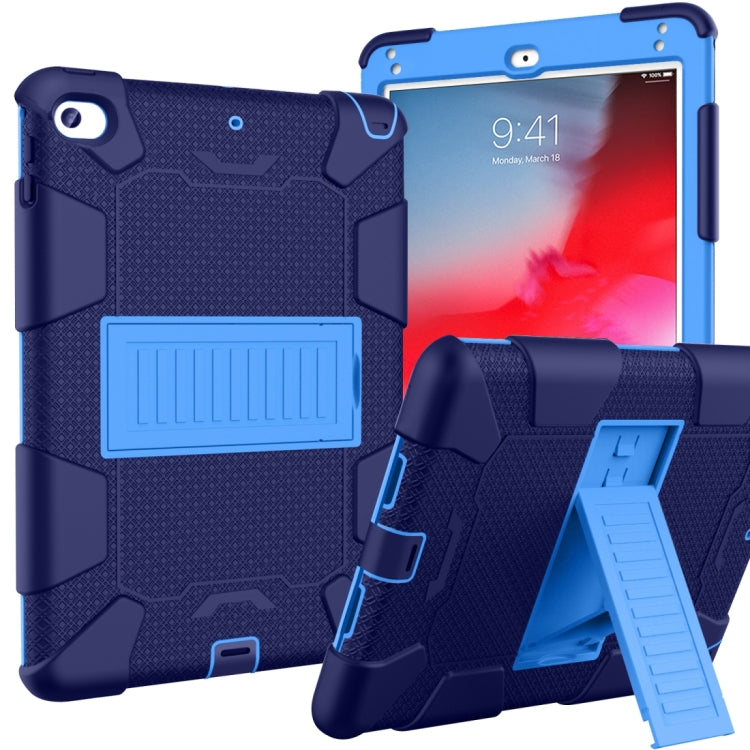Shockproof Two-color Silicone Protection Shell for iPad Mini 2019 & 4, with Holder (Navy Blue+Blue) - iPad mini (2019) / mini 5 Cases by buy2fix | Online Shopping UK | buy2fix