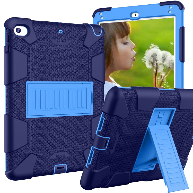 Shockproof Two-color Silicone Protection Shell for iPad Mini 2019 & 4, with Holder (Navy Blue+Blue) - iPad mini (2019) / mini 5 Cases by buy2fix | Online Shopping UK | buy2fix