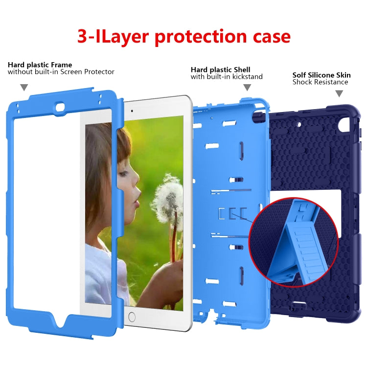 Shockproof Two-color Silicone Protection Shell for iPad Mini 2019 & 4, with Holder (Navy Blue+Blue) - iPad mini (2019) / mini 5 Cases by buy2fix | Online Shopping UK | buy2fix