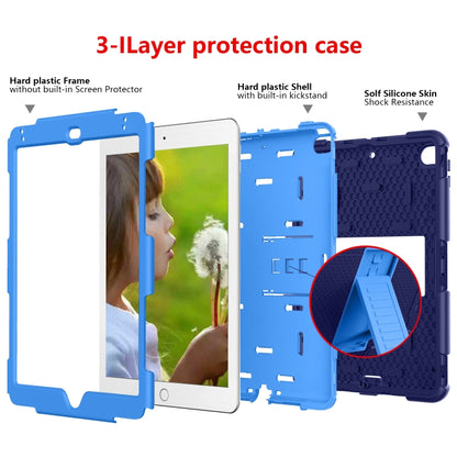 Shockproof Two-color Silicone Protection Shell for iPad Mini 2019 & 4, with Holder (Navy Blue+Blue) - iPad mini (2019) / mini 5 Cases by buy2fix | Online Shopping UK | buy2fix