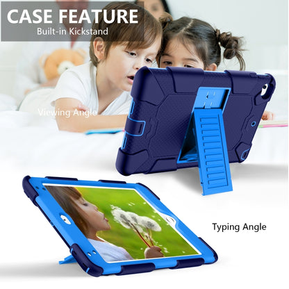 Shockproof Two-color Silicone Protection Shell for iPad Mini 2019 & 4, with Holder (Navy Blue+Blue) - iPad mini (2019) / mini 5 Cases by buy2fix | Online Shopping UK | buy2fix