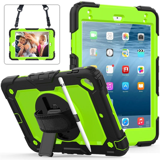 Shockproof Black Silica Gel + Colorful PC Protective Case for iPad Mini 2019 / Mini 4, with Holder & Shoulder Strap & Hand Strap & Pen Slot(Green) - iPad Pro 11 (2018) Cases by buy2fix | Online Shopping UK | buy2fix