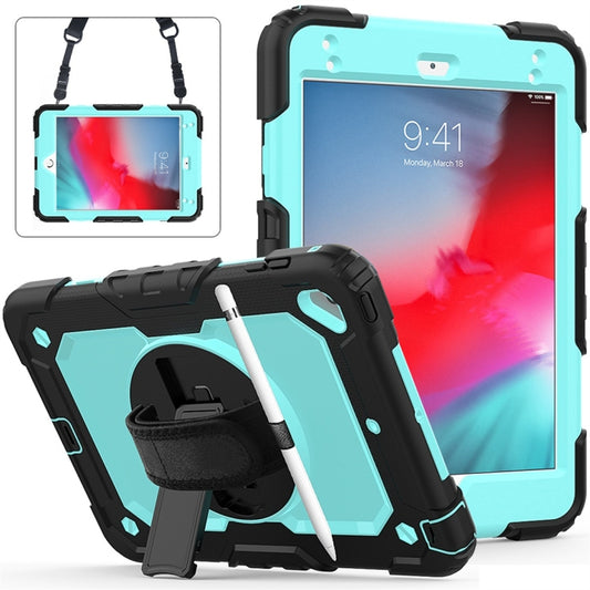 Shockproof Black Silica Gel + Colorful PC Protective Case for iPad Mini 2019 / Mini 4, with Holder & Shoulder Strap & Hand Strap & Pen Slot(Baby Blue) - iPad Pro 11 (2018) Cases by buy2fix | Online Shopping UK | buy2fix