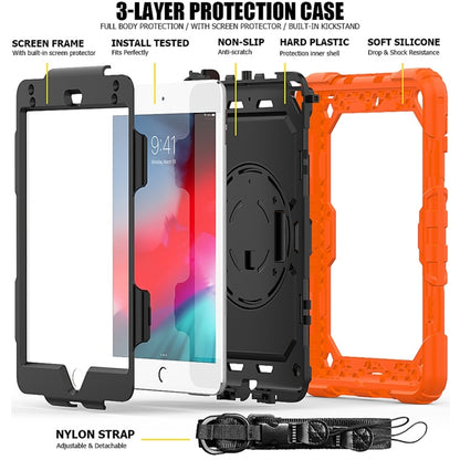 Shockproof Colorful Silica Gel + PC Protective Case for iPad Mini 2019 / Mini 4, with Holder & Shoulder Strap & Hand Strap & Pen Slot(Orange) - iPad Pro 11 (2018) Cases by buy2fix | Online Shopping UK | buy2fix