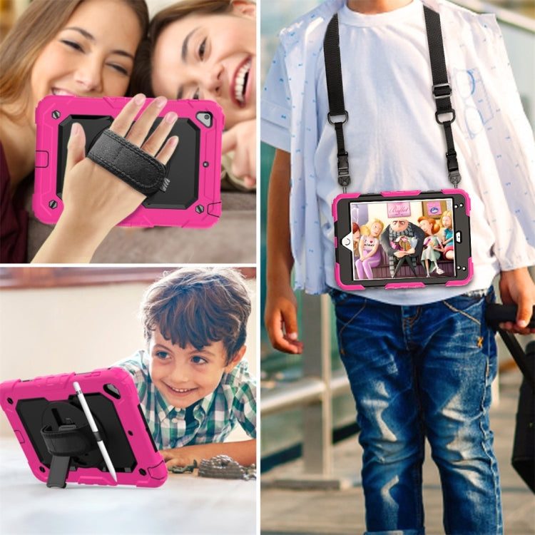 Shockproof Colorful Silica Gel + PC Protective Case for iPad Mini 2019 / Mini 4, with Holder & Shoulder Strap & Hand Strap & Pen Slot(Rose Red) - iPad Pro 11 (2018) Cases by buy2fix | Online Shopping UK | buy2fix