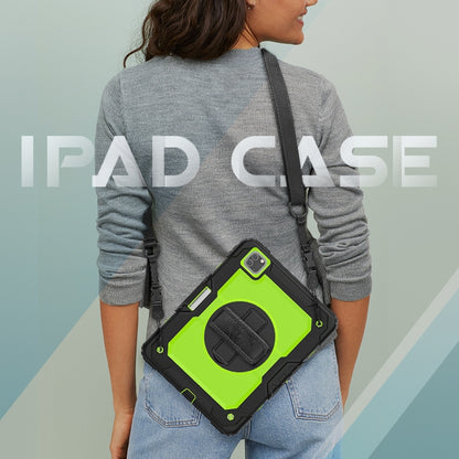 For iPad Pro 11 inch (2018) / Pro 11 inch (2020) Shockproof Black Silica Gel + Colorful PC Protective Tablet Case with Holder & Shoulder Strap & Hand Strap & Pen Slot(Green) - iPad Pro 11 (2020) Cases by buy2fix | Online Shopping UK | buy2fix
