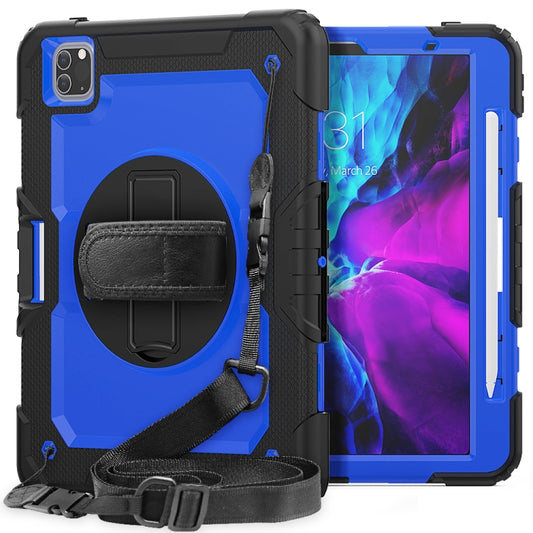 For iPad Pro 11 inch (2018) / Pro 11 inch (2020) Shockproof Black Silica Gel + Colorful PC Protective Tablet Case with Holder & Shoulder Strap & Hand Strap & Pen Slot(Blue) - iPad Pro 11 (2020) Cases by buy2fix | Online Shopping UK | buy2fix