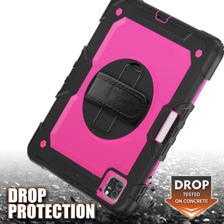 For iPad Pro 11 inch (2018) / Pro 11 inch (2020) Shockproof Black Silica Gel + Colorful PC Protective Tablet Case with Holder & Shoulder Strap & Hand Strap & Pen Slot(Rose Red) - iPad Pro 11 (2020) Cases by buy2fix | Online Shopping UK | buy2fix