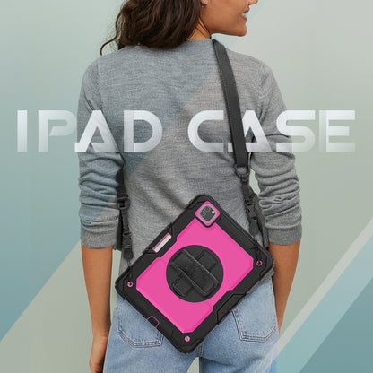 For iPad Pro 11 inch (2018) / Pro 11 inch (2020) Shockproof Black Silica Gel + Colorful PC Protective Tablet Case with Holder & Shoulder Strap & Hand Strap & Pen Slot(Rose Red) - iPad Pro 11 (2020) Cases by buy2fix | Online Shopping UK | buy2fix