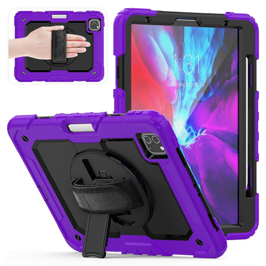 For iPad Pro 11 inch (2018) / Pro 11 inch (2020) Shockproof Colorful Silica Gel + PC Protective Tablet Case with Holder & Shoulder Strap & Hand Strap & Pen Slot(Purple) - iPad Pro 11 (2020) Cases by buy2fix | Online Shopping UK | buy2fix