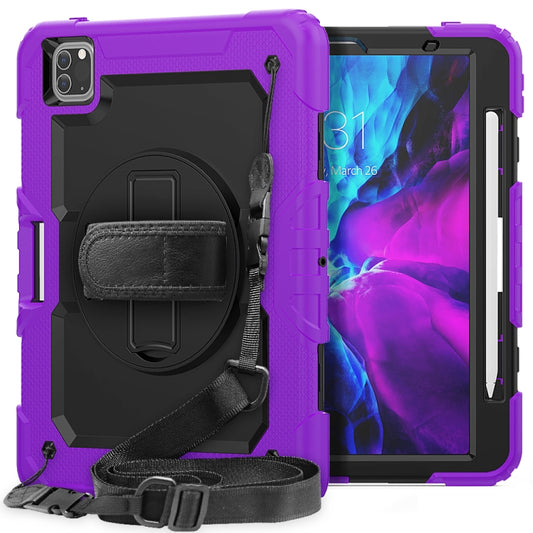 For iPad Pro 11 inch (2018) / Pro 11 inch (2020) Shockproof Colorful Silica Gel + PC Protective Tablet Case with Holder & Shoulder Strap & Hand Strap & Pen Slot(Purple) - iPad Pro 11 (2020) Cases by buy2fix | Online Shopping UK | buy2fix