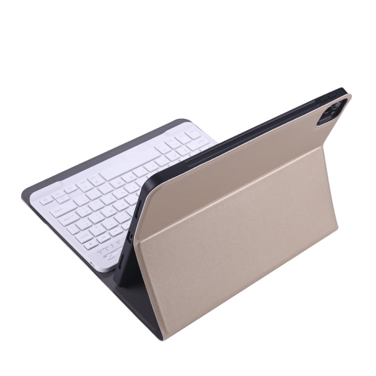 A11B Bluetooth 3.0 Ultra-thin ABS Detachable Bluetooth Keyboard Leather Tablet Case with Holder & Pen Slot for iPad Pro 11 2022 / 2021 / Air 5 / Air 4 (Gold) by buy2fix