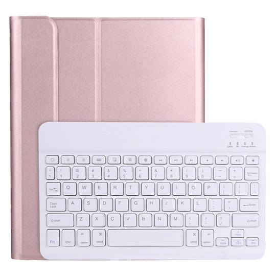 A11B Bluetooth 3.0 Ultra-thin ABS Detachable Bluetooth Keyboard Leather Tablet Case with Holder & Pen Slot for iPad Pro 11 2022 / 2021 / Air 5 / Air 4 (Rose Gold)