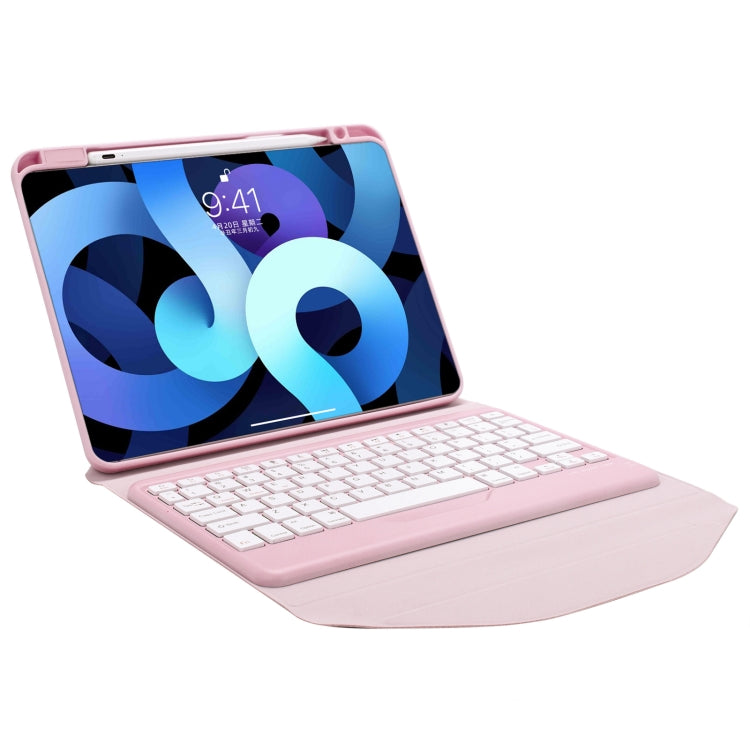 Z098B Pen Slot Bluetooth Keyboard Leather Tablet Case For iPad Air 2022/2020 (Pink) - For iPad Air by buy2fix | Online Shopping UK | buy2fix