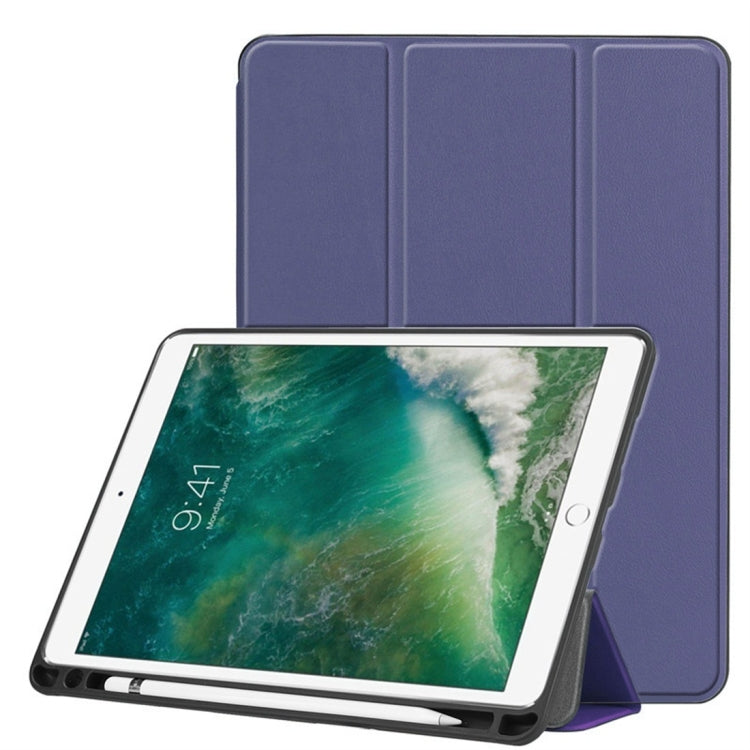 Custer Texture Horizontal Flip Leather Case for iPad Pro 10.5 Inch / iPad Air (2019), with Three-folding Holder & Pen Slot (Dark Blue) - iPad Air (2019) Cases by buy2fix | Online Shopping UK | buy2fix