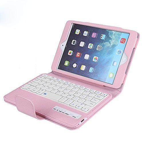 SPM01 For iPad mini 5 / 4 / 3 / 2 / 1 Litchi Texture Detachable Plastic Bluetooth Keyboard Leather Tablet Case with Stand Function(Pink) - For iPad mini by buy2fix | Online Shopping UK | buy2fix