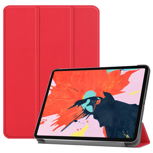Custer Texture Horizontal Flip PU Leather Case for iPad Air 13 2024 / iPad Pro 12.9 inch (2018), with Three-folding Holder & Sleep / Wake-up Function(Red) by buy2fix