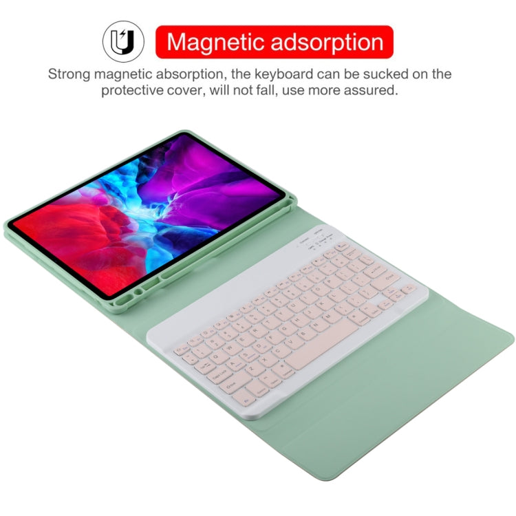 TG11B Detachable Bluetooth Pink Keyboard + Microfiber Leather Tablet Case for iPad Pro 11 inch (2020), with Pen Slot & Holder (Green) - For iPad Pro by buy2fix | Online Shopping UK | buy2fix