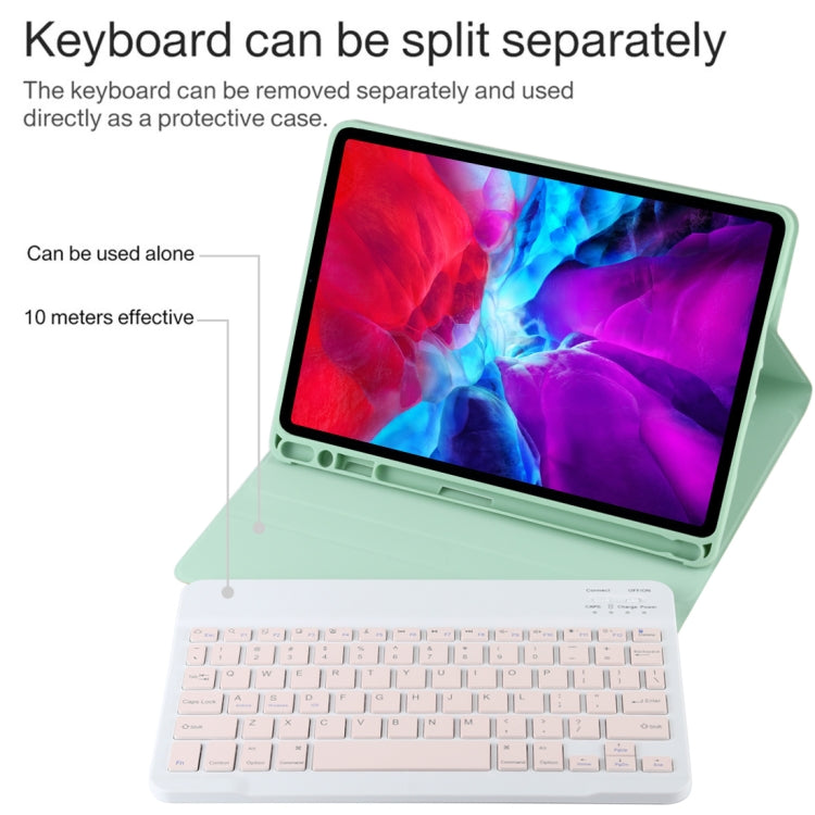 TG11B Detachable Bluetooth Pink Keyboard + Microfiber Leather Tablet Case for iPad Pro 11 inch (2020), with Pen Slot & Holder (Green) - For iPad Pro by buy2fix | Online Shopping UK | buy2fix