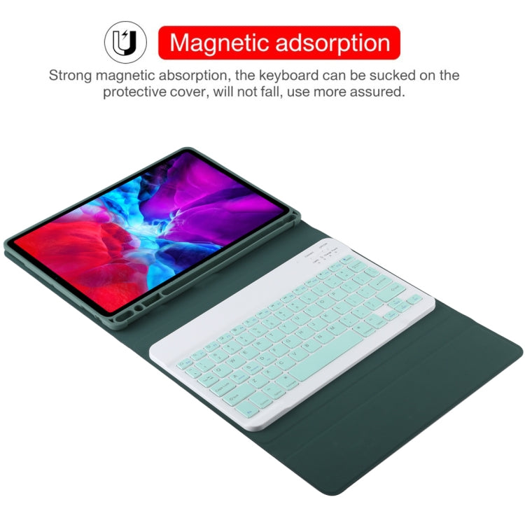 TG11B Detachable Bluetooth Green Keyboard + Microfiber Leather Tablet Case for iPad Pro 11 inch (2020), with Pen Slot & Holder (Dark Green) - For iPad Pro by buy2fix | Online Shopping UK | buy2fix