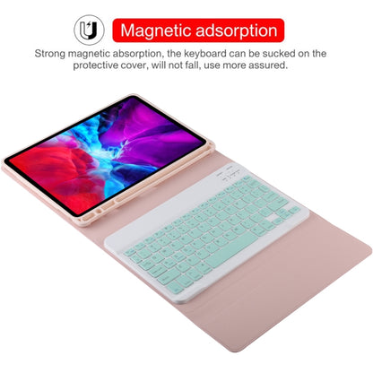 TG11B Detachable Bluetooth Green Keyboard + Microfiber Leather Tablet Case for iPad Pro 11 inch (2020), with Pen Slot & Holder (Pink) - For iPad Pro by buy2fix | Online Shopping UK | buy2fix