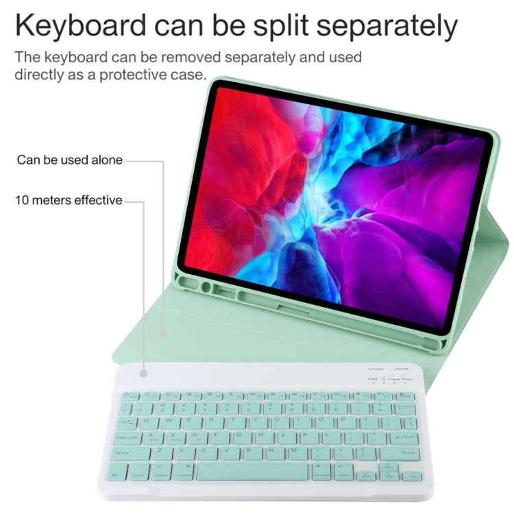 TG11B Detachable Bluetooth Green Keyboard + Microfiber Leather Tablet Case for iPad Pro 11 inch (2020), with Pen Slot & Holder (Green) - For iPad Pro by buy2fix | Online Shopping UK | buy2fix