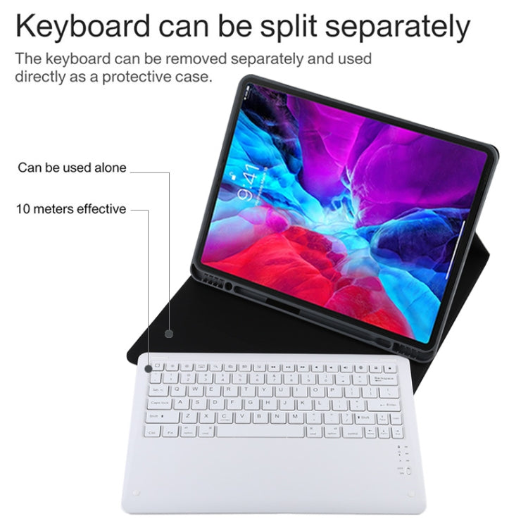 T129 Detachable Bluetooth White Keyboard Microfiber Leather Tablet Case for iPad Pro 12.9 inch (2020), with Holder (Black) - For iPad Pro by buy2fix | Online Shopping UK | buy2fix
