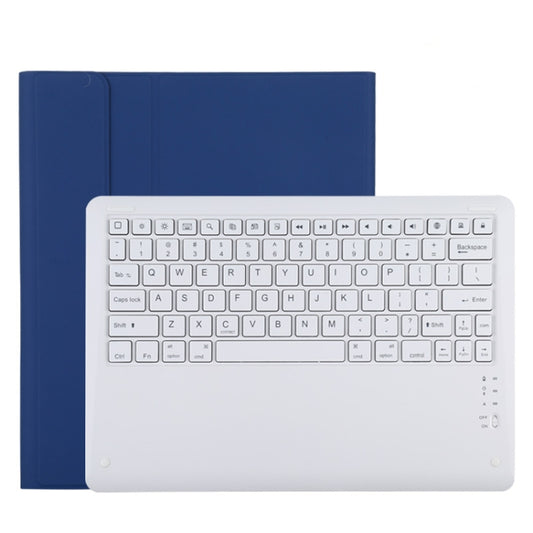 T129 Detachable Bluetooth White Keyboard Microfiber Leather Tablet Case for iPad Pro 12.9 inch (2020), with Holder (Blue) - For iPad Pro by buy2fix | Online Shopping UK | buy2fix