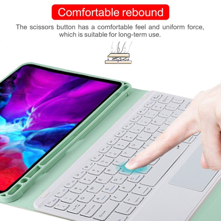 TG11BC Detachable Bluetooth White Keyboard Microfiber Leather Tablet Case for iPad Pro 11 inch (2020), with Touchpad & Pen Slot & Holder (Green) - For iPad Pro by buy2fix | Online Shopping UK | buy2fix