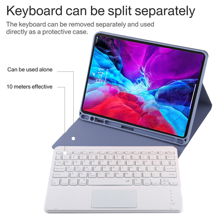 TG11BC Detachable Bluetooth White Keyboard Microfiber Leather Tablet Case for iPad Pro 11 inch (2020), with Touchpad & Pen Slot & Holder (Purple) - For iPad Pro by buy2fix | Online Shopping UK | buy2fix