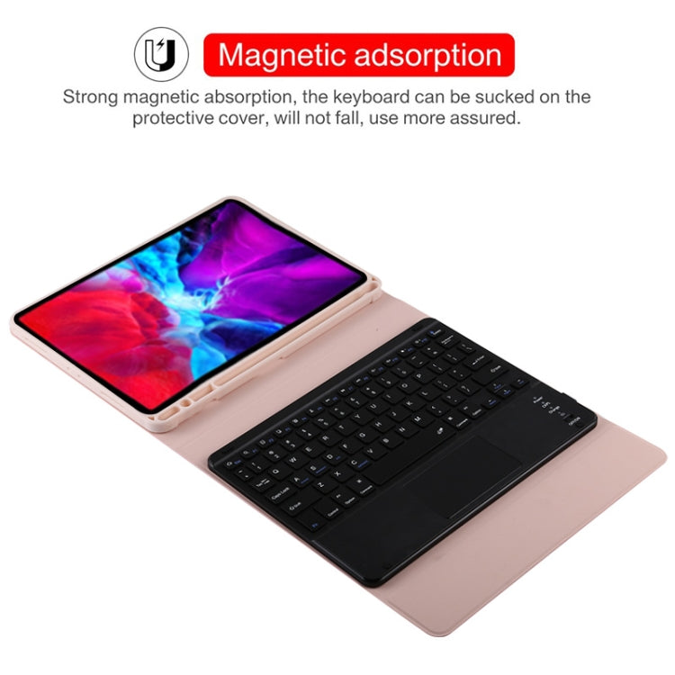 TG11BC Detachable Bluetooth Black Keyboard Microfiber Leather Tablet Case for iPad Pro 11 inch (2020), with Touchpad & Pen Slot & Holder (Pink) - For iPad Pro by buy2fix | Online Shopping UK | buy2fix