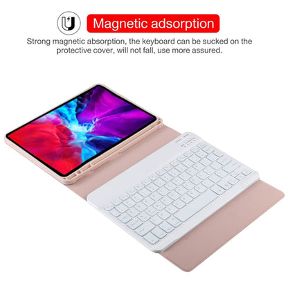 TG11BS Detachable Bluetooth White Keyboard Microfiber Leather Tablet Case for iPad Pro 11 inch (2020), with Backlight & Pen Slot & Holder (Pink) - For iPad Pro by buy2fix | Online Shopping UK | buy2fix