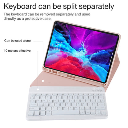 TG11BS Detachable Bluetooth White Keyboard Microfiber Leather Tablet Case for iPad Pro 11 inch (2020), with Backlight & Pen Slot & Holder (Pink) - For iPad Pro by buy2fix | Online Shopping UK | buy2fix