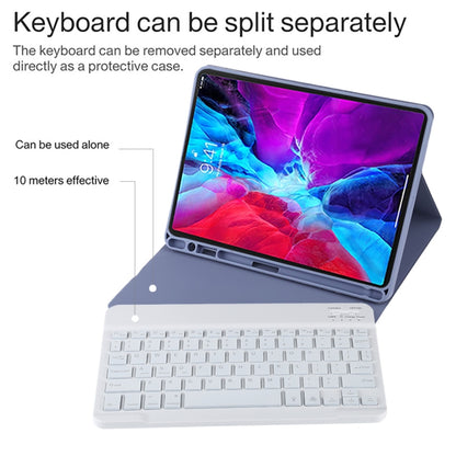 TG11BS Detachable Bluetooth White Keyboard Microfiber Leather Tablet Case for iPad Pro 11 inch (2020), with Backlight & Pen Slot & Holder (Purple) - For iPad Pro by buy2fix | Online Shopping UK | buy2fix