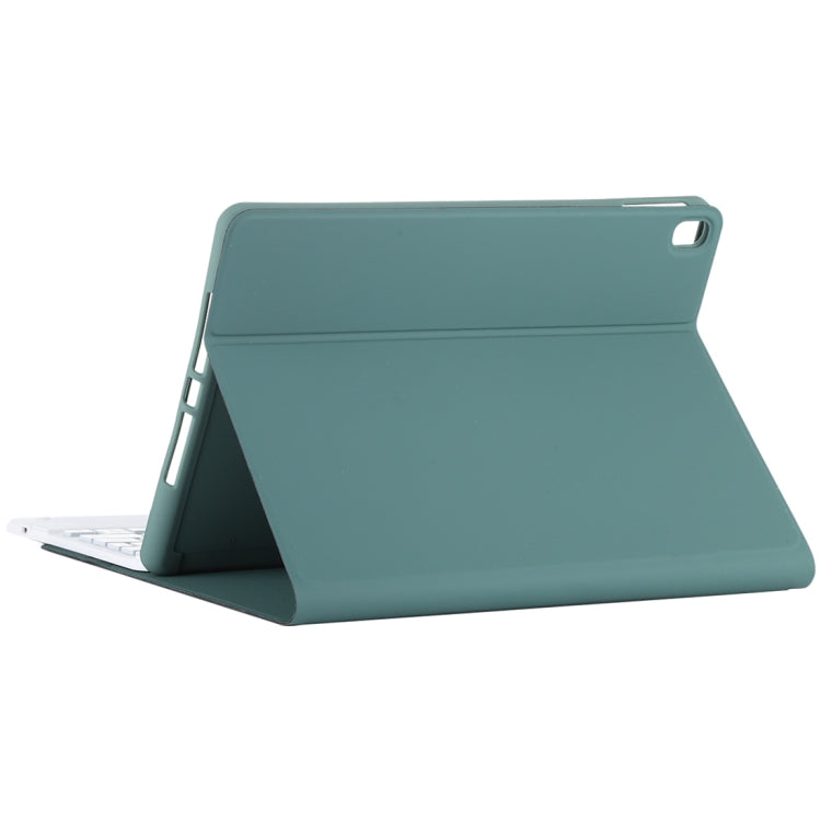 TG-102BCS Detachable Bluetooth White Keyboard + Microfiber Leather Tablet Case for iPad 10.2 inch / iPad Air (2019), with Touch Pad & Backlight & Pen Slot & Holder (Dark Green) - For iPad Air by buy2fix | Online Shopping UK | buy2fix