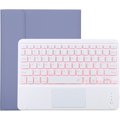 TG-102BCS Detachable Bluetooth White Keyboard + Microfiber Leather Tablet Case for iPad 10.2 inch / iPad Air (2019), with Touch Pad & Backlight & Pen Slot & Holder (Purple) - For iPad Air by buy2fix | Online Shopping UK | buy2fix