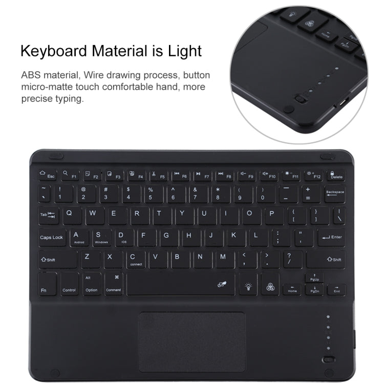 TG-102BCS Detachable Bluetooth Black Keyboard + Microfiber Leather Tablet Case for iPad 10.2 inch / iPad Air (2019), with Touch Pad & Backlight & Pen Slot & Holder (Black) - For iPad Air by buy2fix | Online Shopping UK | buy2fix