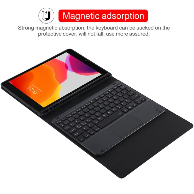 TG-102BCS Detachable Bluetooth Black Keyboard + Microfiber Leather Tablet Case for iPad 10.2 inch / iPad Air (2019), with Touch Pad & Backlight & Pen Slot & Holder (Black) - For iPad Air by buy2fix | Online Shopping UK | buy2fix
